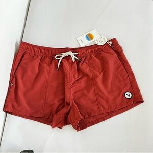 Vuori Sunwashed Short Sienna Size Large Elastic Waist Burnt Orange Performance